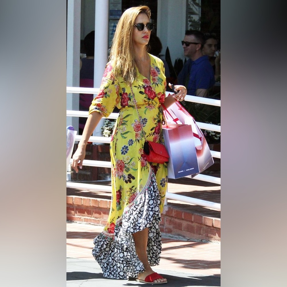 FARM rio yellow maxi wrap dress. Size medium